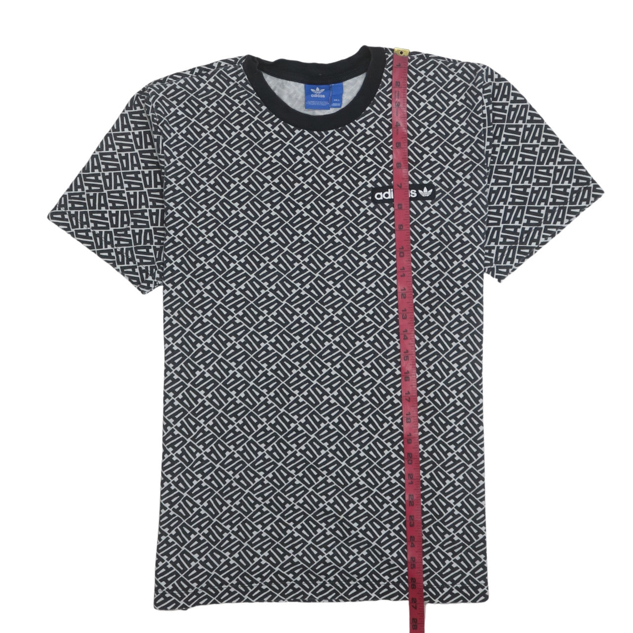 adidas Men’s Black Geometric Logo Cotton T-Shirt Size L