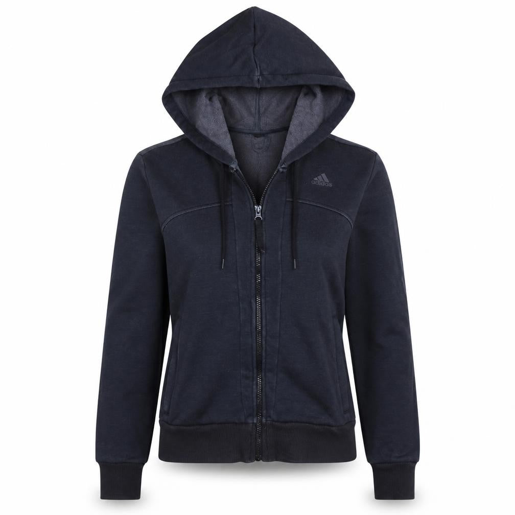 Adidas Womens Black Full Zip Hoodie Sweatshirt M UK 12 Sportswear