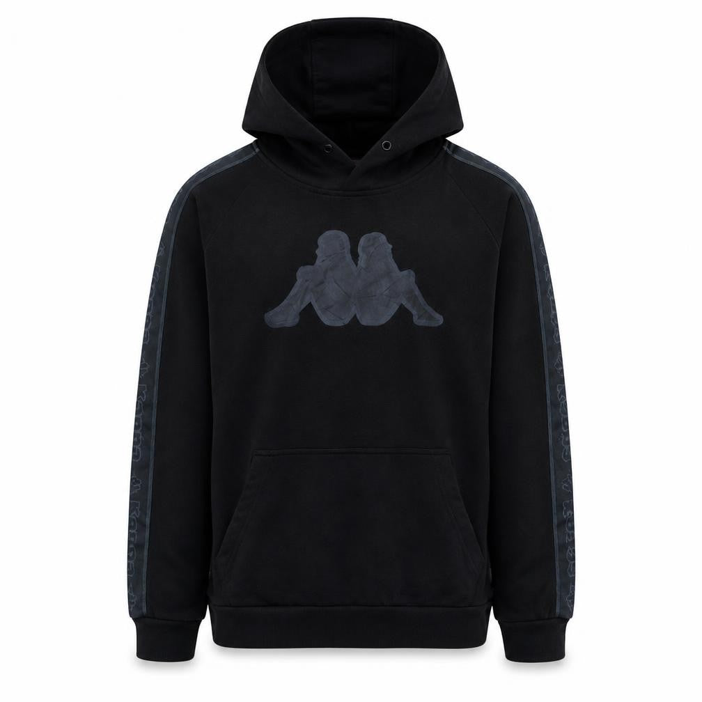 Kappa Men's Black Medium Pullover Hoodie with Logo Detail