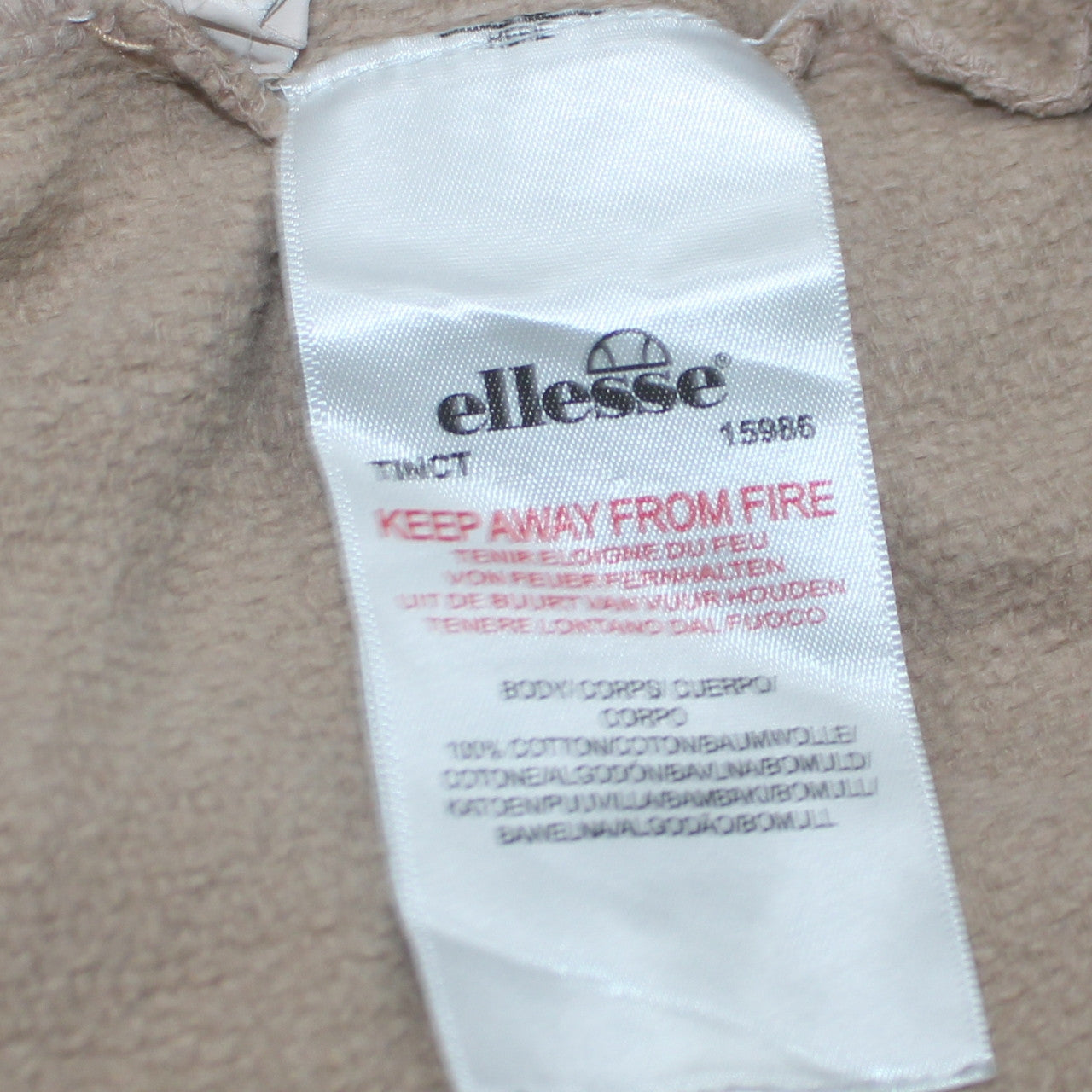 Ellesse Womens Beige Pullover Hoodie UK 12 Cotton Casual Sweatshirt