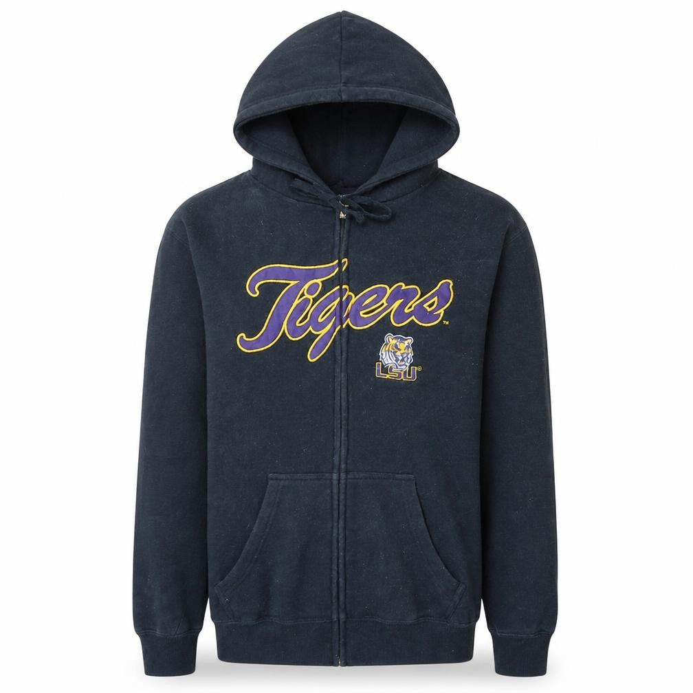 Majestic Men's Black LSU Tigers Full Zip Hoodie Size S