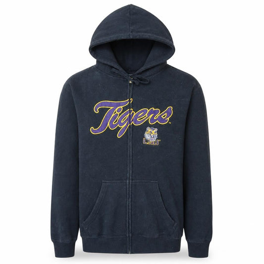 Majestic Men's Black LSU Tigers Full Zip Hoodie Size S