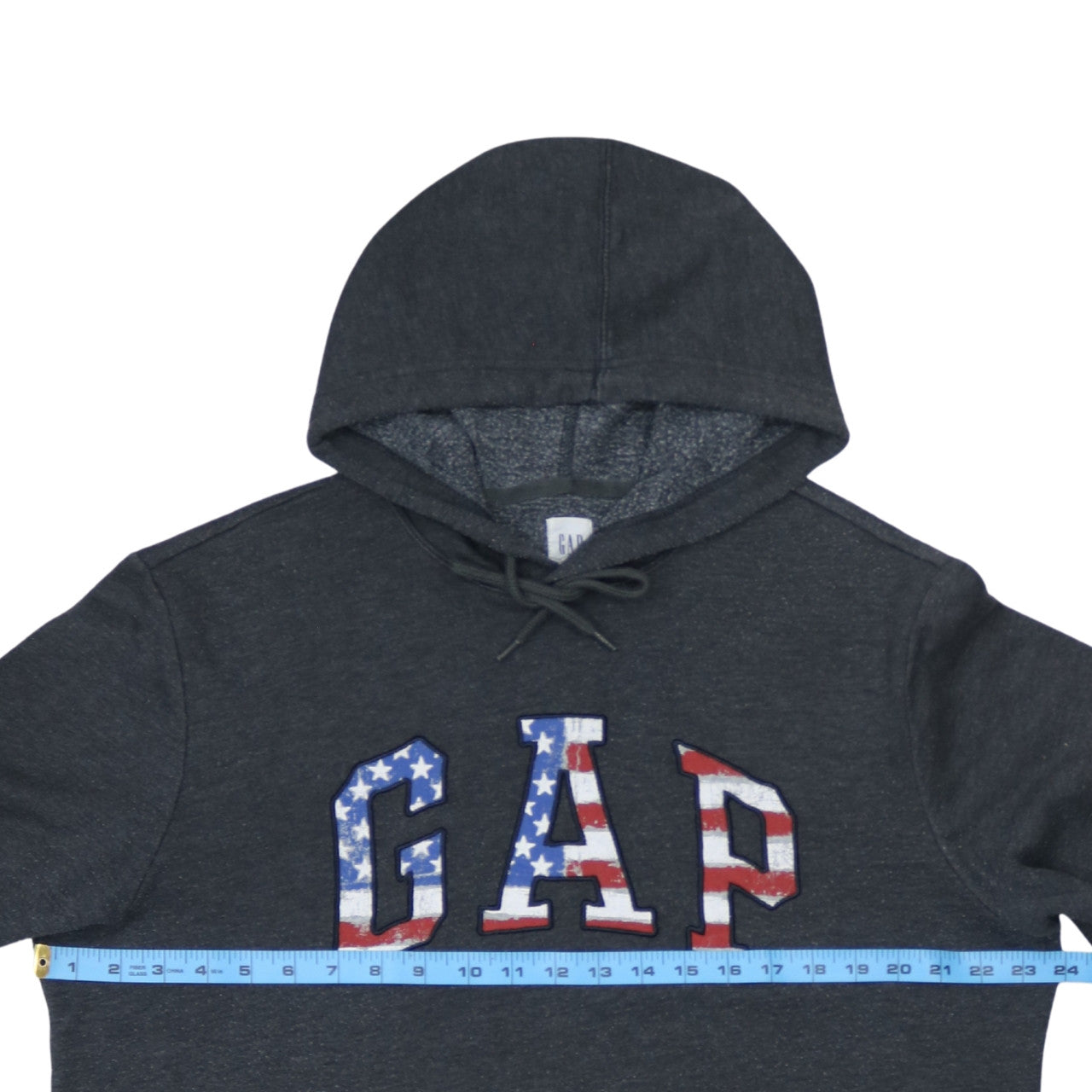 GAP Men's Grey USA Flag Logo Pullover Hoodie Size L