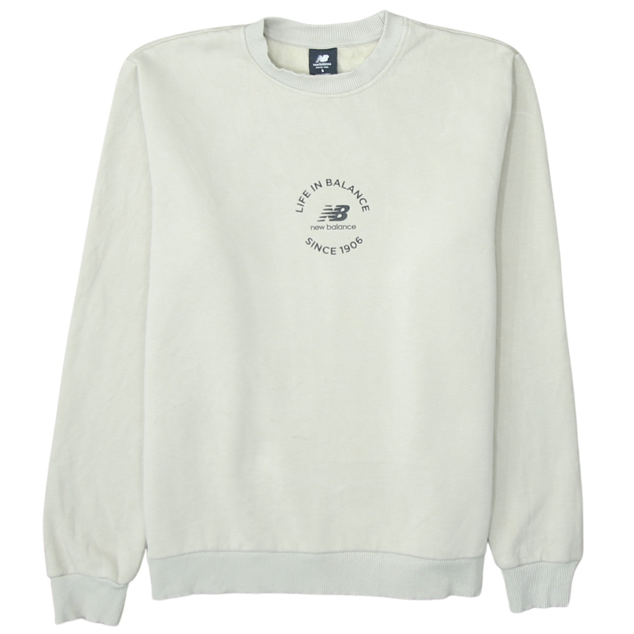 New Balance Men Beige S Crew Neck Pullover Sweatshirt
