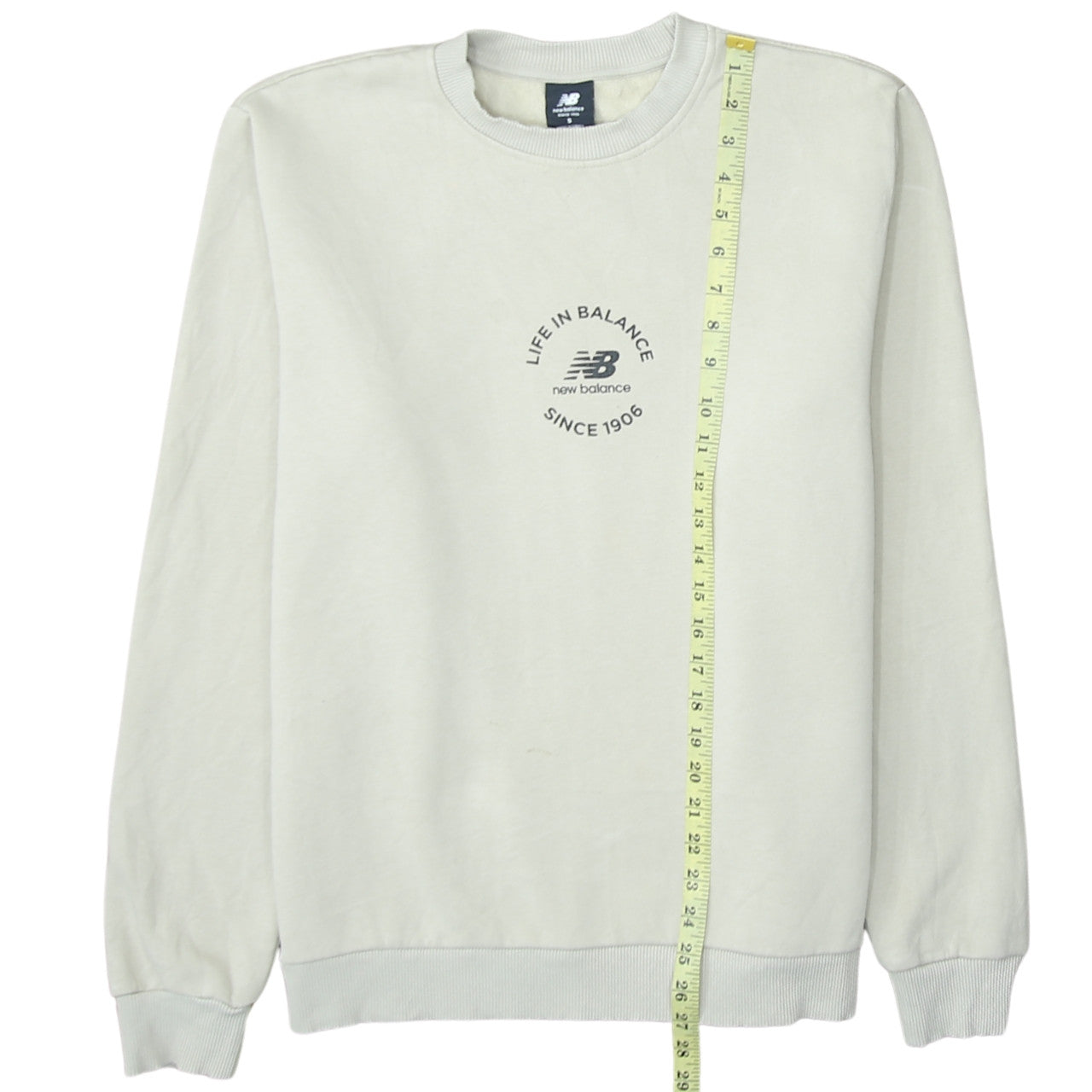 New Balance Men Beige S Crew Neck Pullover Sweatshirt