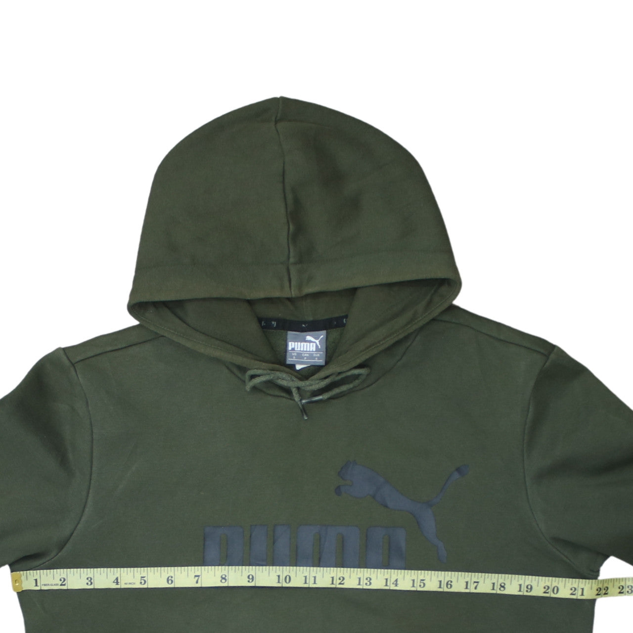 Puma Men's Green Pullover Hoodie Small Regular Fit Fleece Sportswear