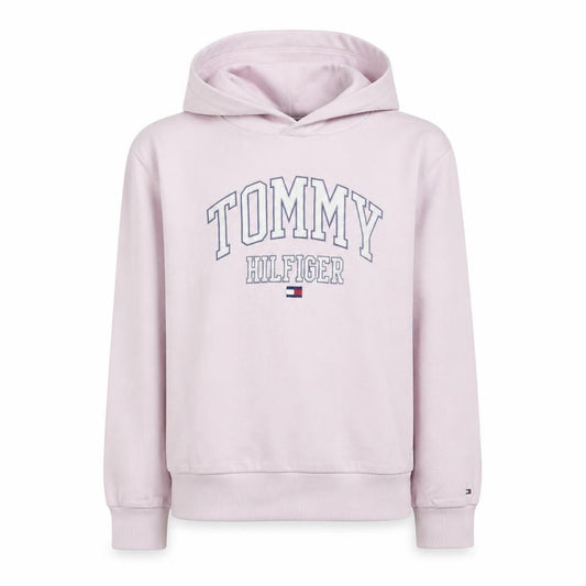 Tommy Hilfiger Girls Pink Pullover Hoodie Size 13 Years Logo Sweatshirt