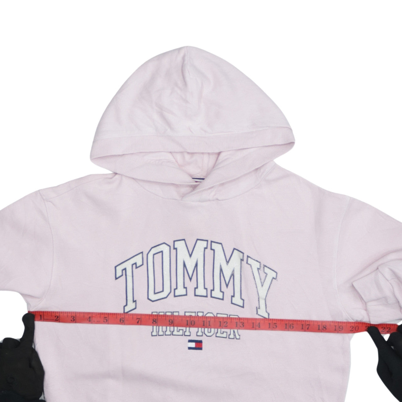 Tommy Hilfiger Girls Pink Pullover Hoodie Size 13 Years Logo Sweatshirt