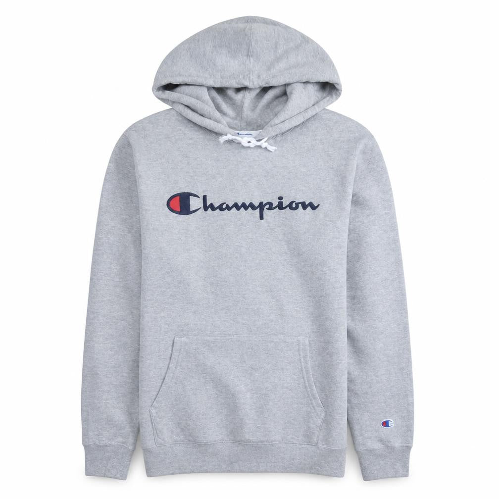 Champion Women’s Grey Pullover Hoodie L Logo Print Casual