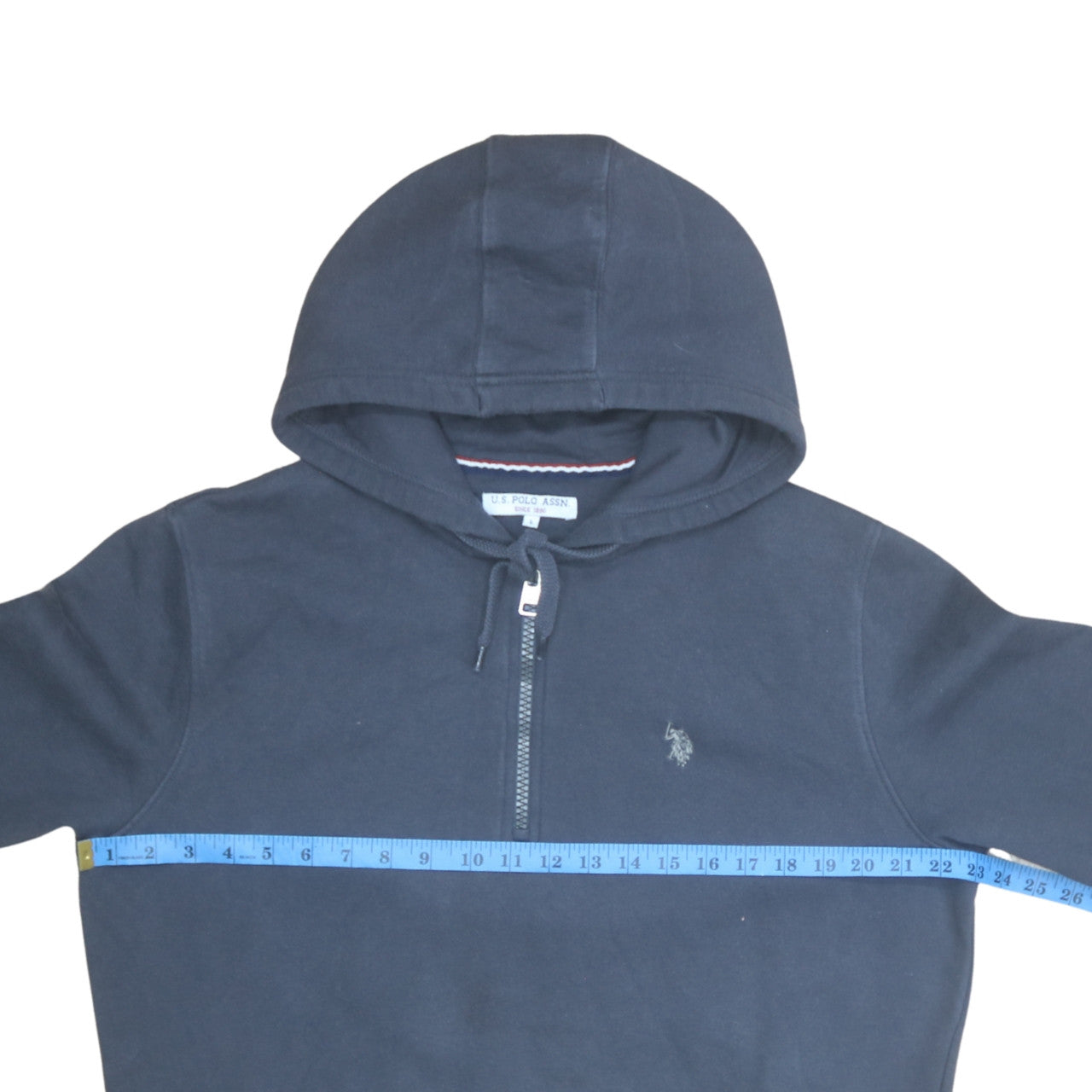 U.S. Polo Assn. Men's Blue 1/2 Zip Hoodie L Classic Cotton Blend