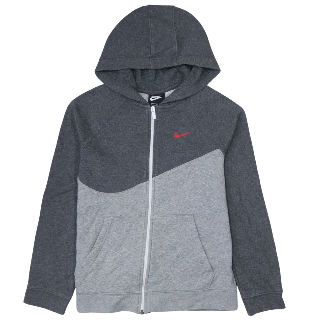 Nike Boys Grey Full Zip Hoodie Sweatshirt L 147-158cm Colourblock Hooded