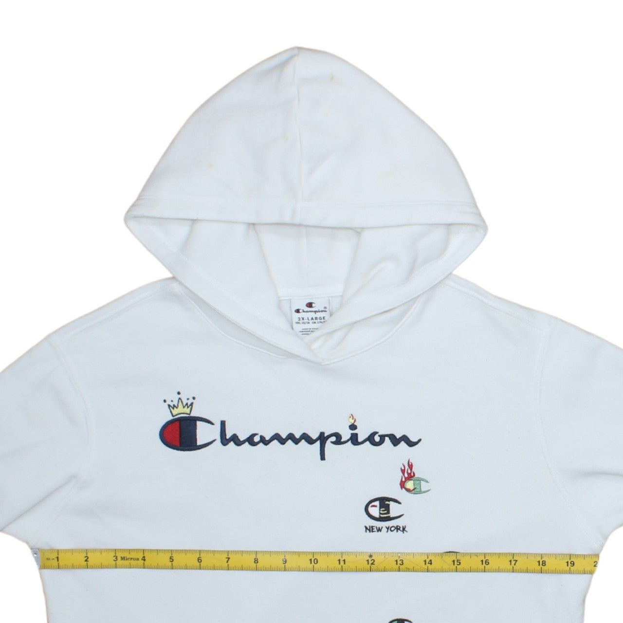 Champion Girls White Pullover Hoodie 15-16 Years Logo Graphic Hooded Sweatshirt