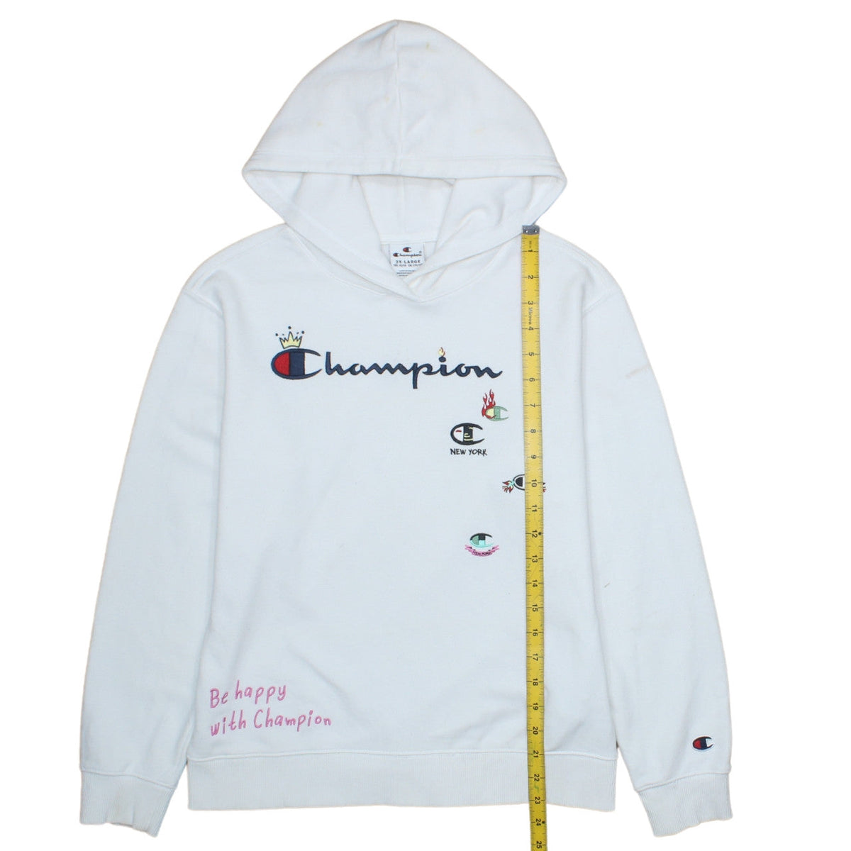 Champion Girls White Pullover Hoodie 15-16 Years Logo Graphic Hooded Sweatshirt