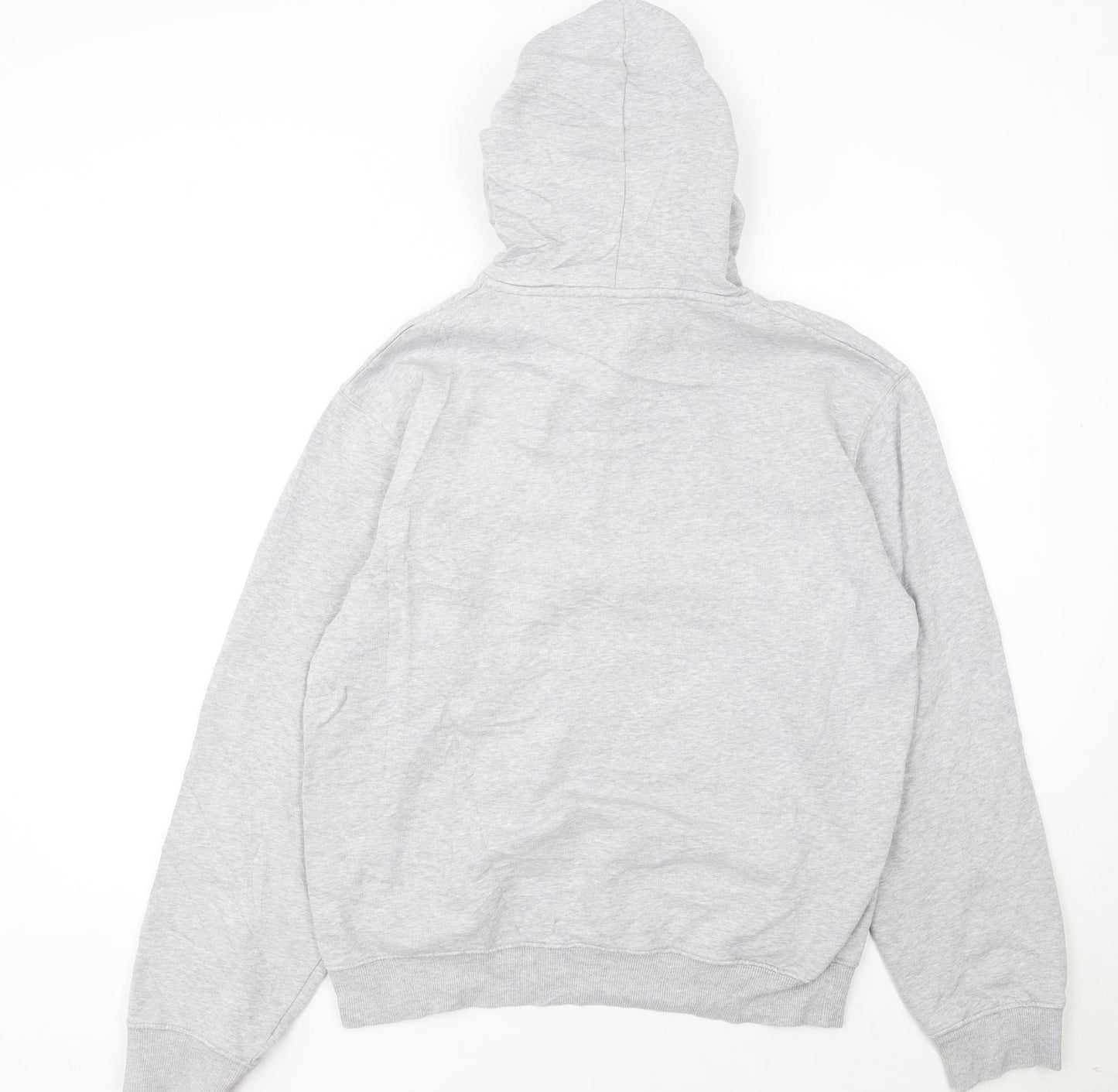Napapijri Men's Grey Pullover Hoodie Small Logo Graphic Long Sleeve