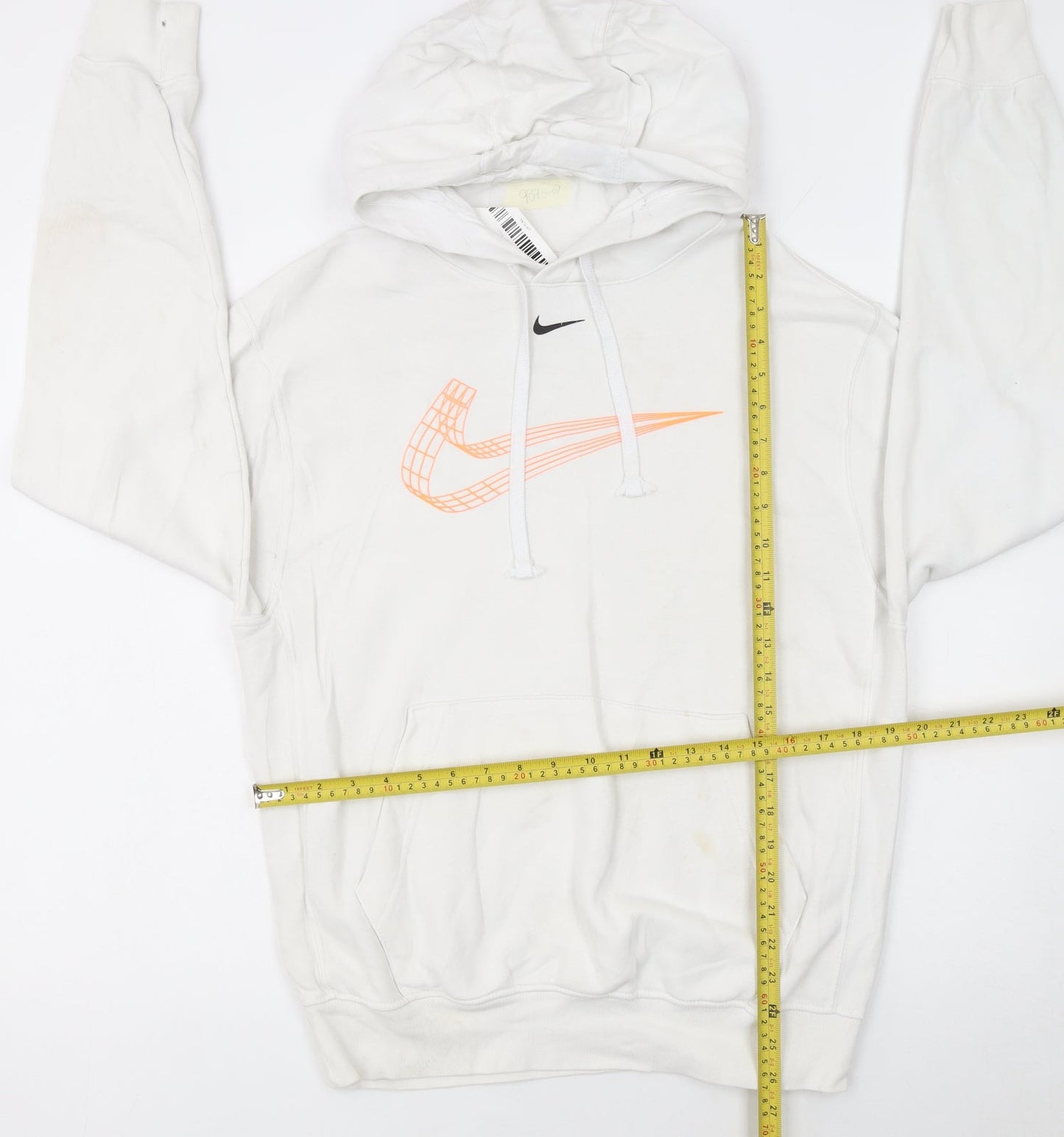 Nike Men's White Graphic Pullover Hoodie Small Cotton Blend