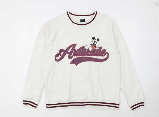 Disney Women's White Mickey Mouse Authentic Sweatshirt Size M
