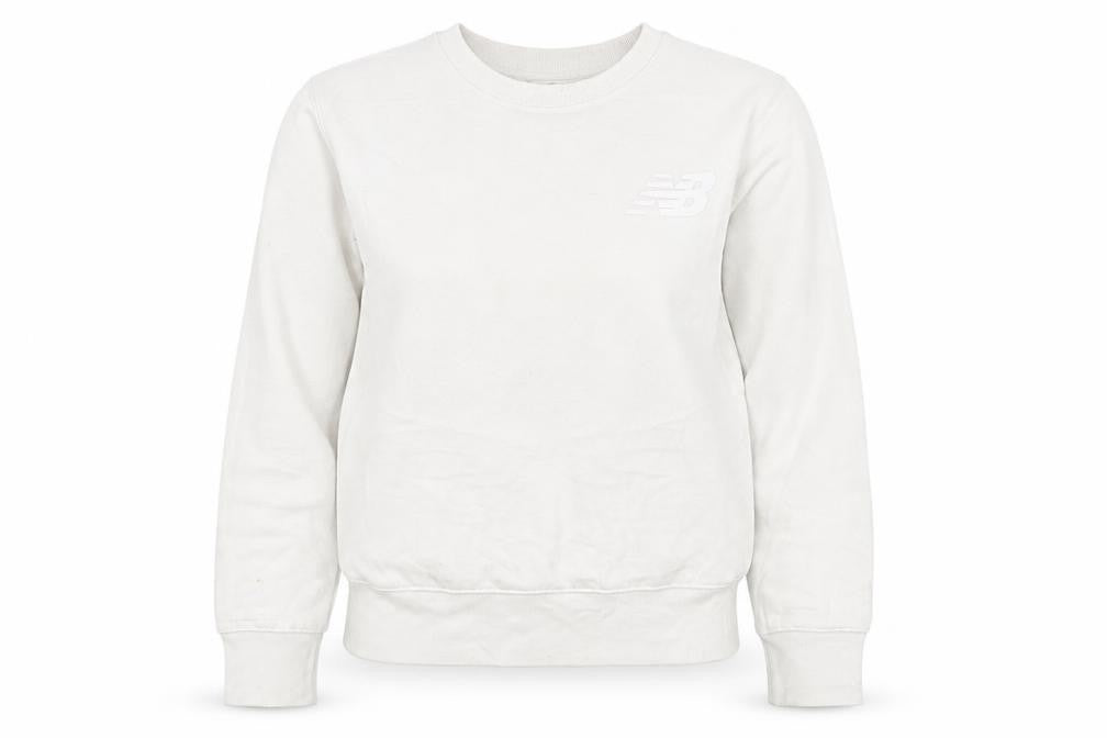 New Balance Womens White XS Pullover Sweatshirt Cotton Blend