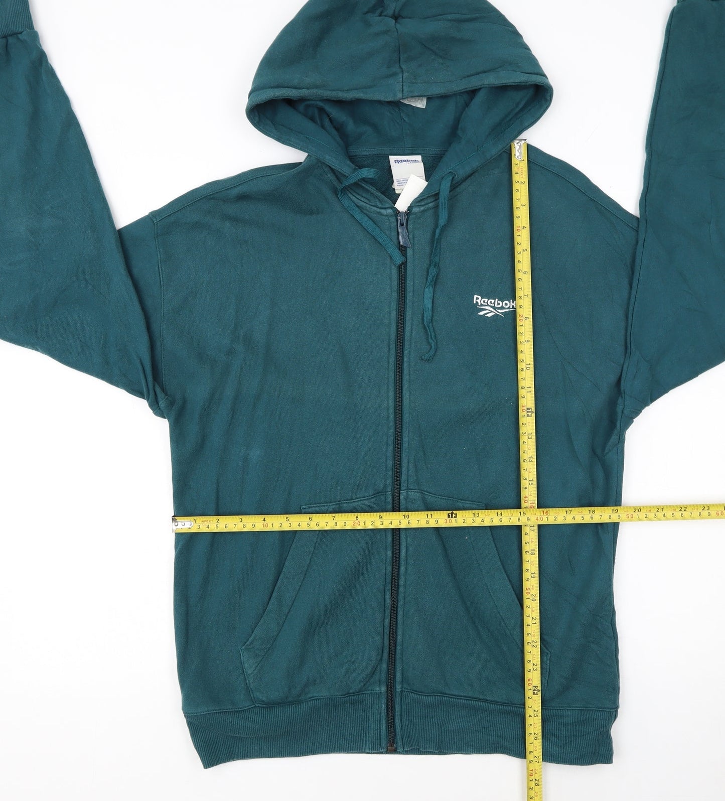 Reebok Classic Women's Teal Full Zip Hoodie M Cotton