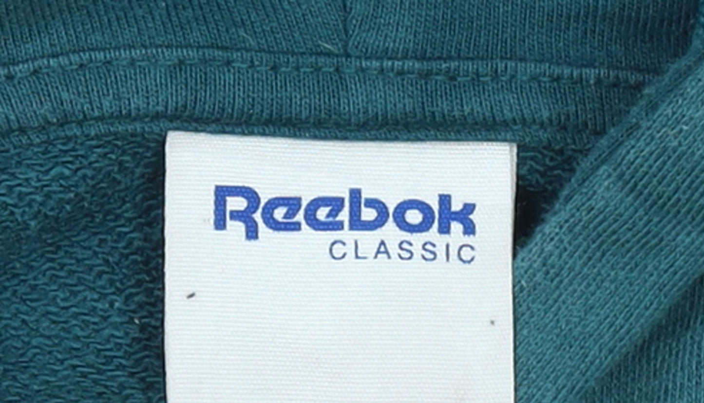 Reebok Classic Women's Teal Full Zip Hoodie M Cotton