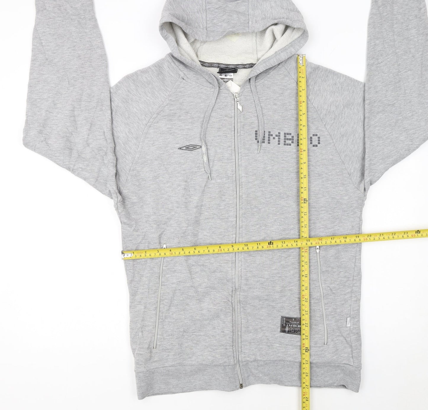 Umbro Men's Grey Full Zip Hoodie Medium Sports Fleece