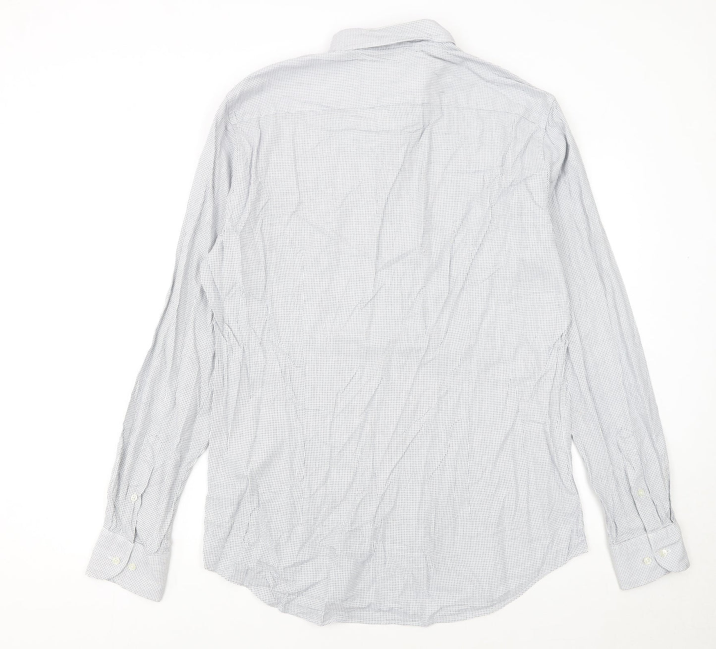 Tommy Hilfiger Men's White Regular Fit Long Sleeve Check Shirt Size 16.5