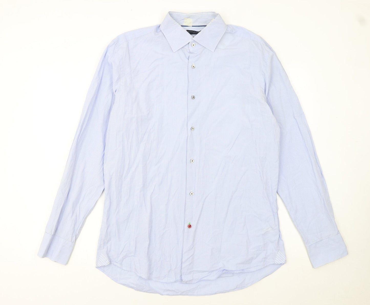 Tommy Hilfiger Men Blue Fitted Long Sleeve Button-Up Shirt 16/41