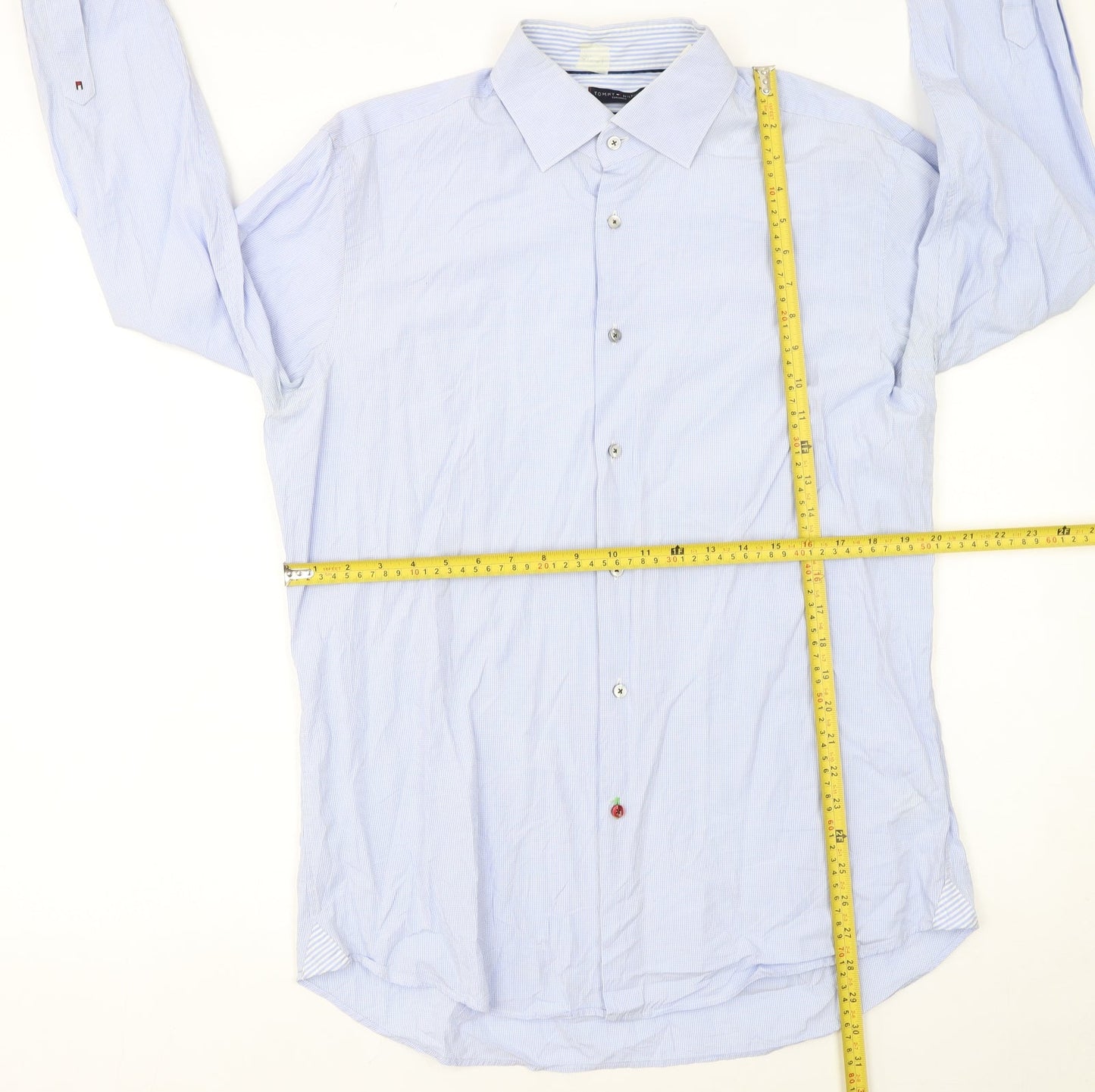Tommy Hilfiger Men Blue Fitted Long Sleeve Button-Up Shirt 16/41