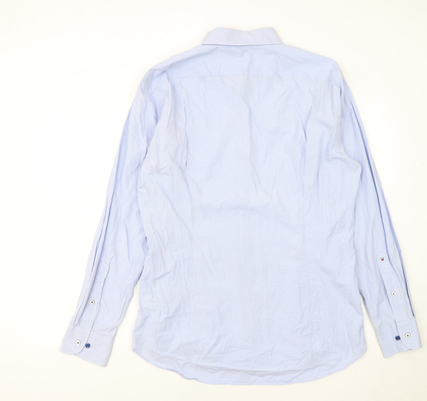 Tommy Hilfiger Men Blue Fitted Long Sleeve Button-Up Shirt 16/41