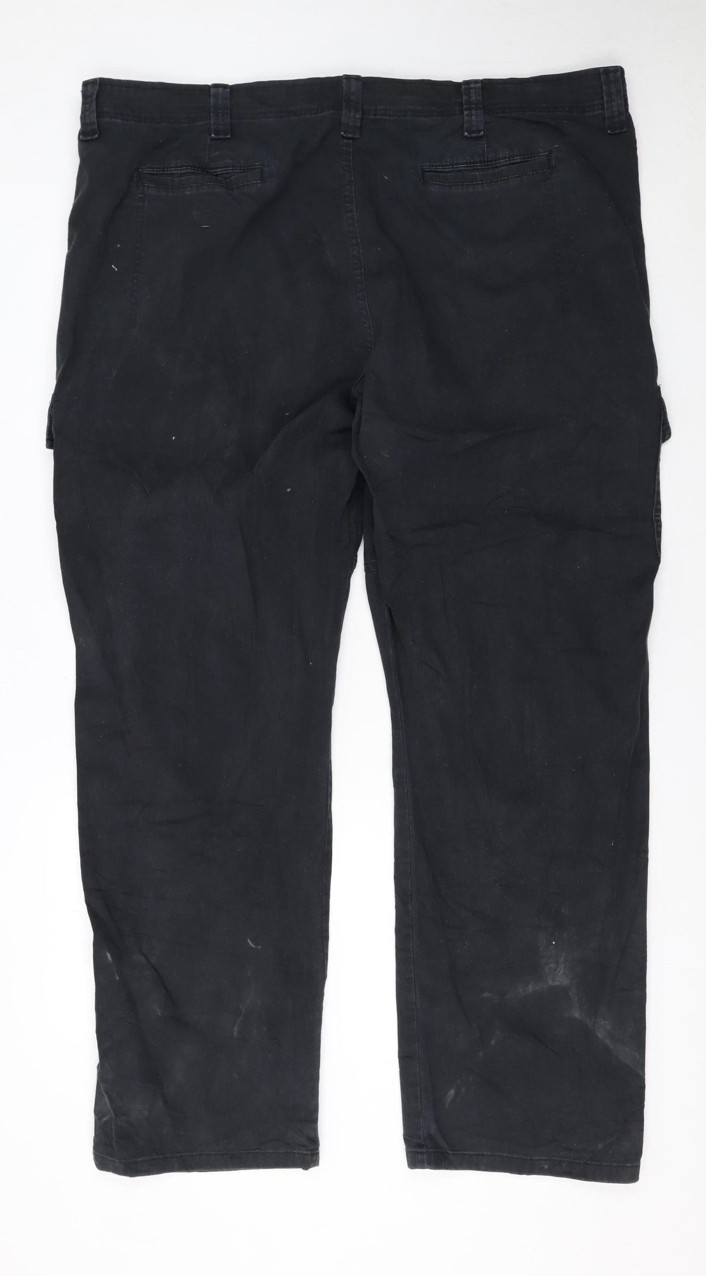 Wrangler Men's Black Cargo Trousers 44W 32L Relaxed Fit Cotton