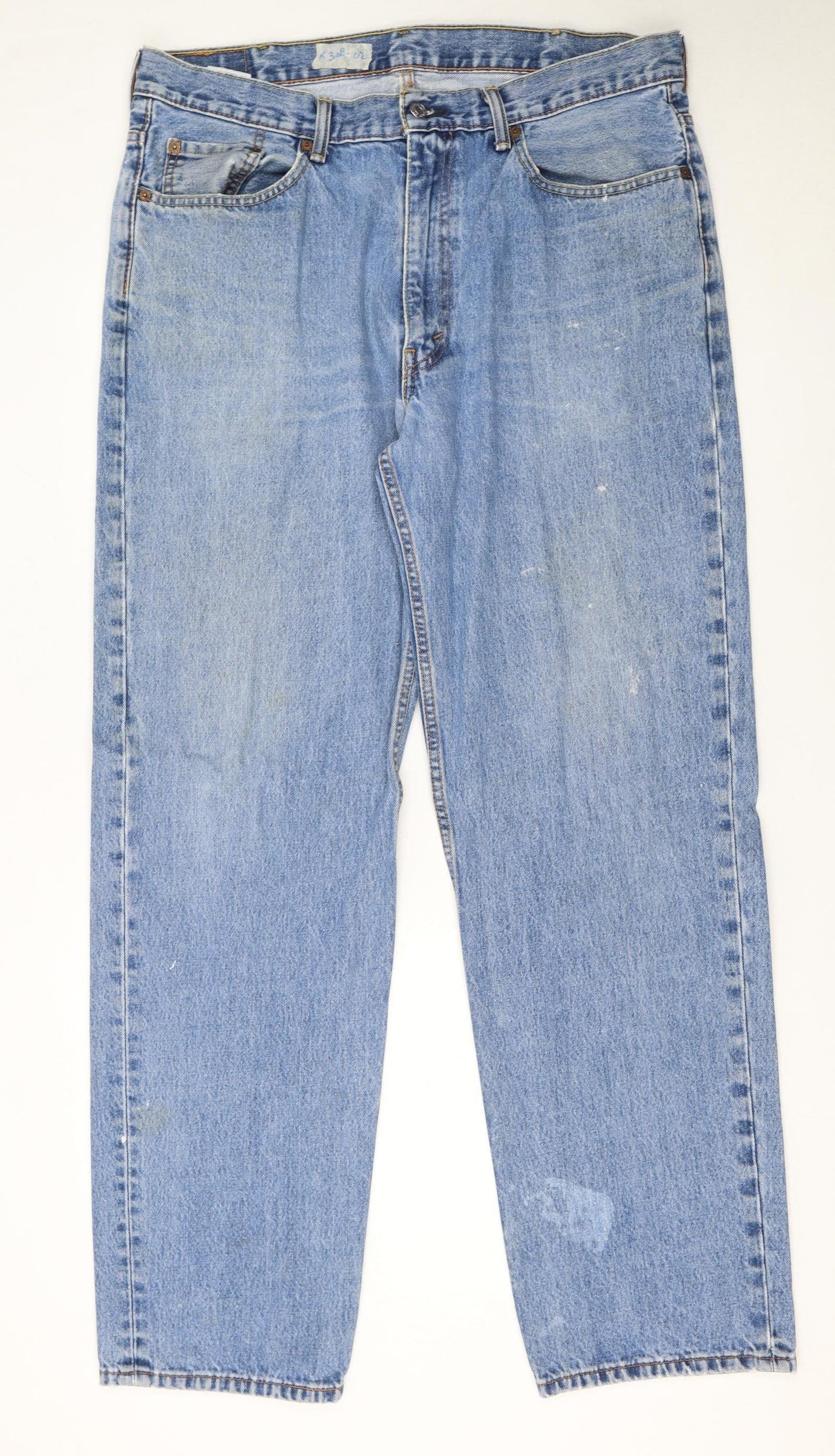 Levi Strauss & Co. Mens Blue 550 Relaxed Fit Straight Jeans W38 L34