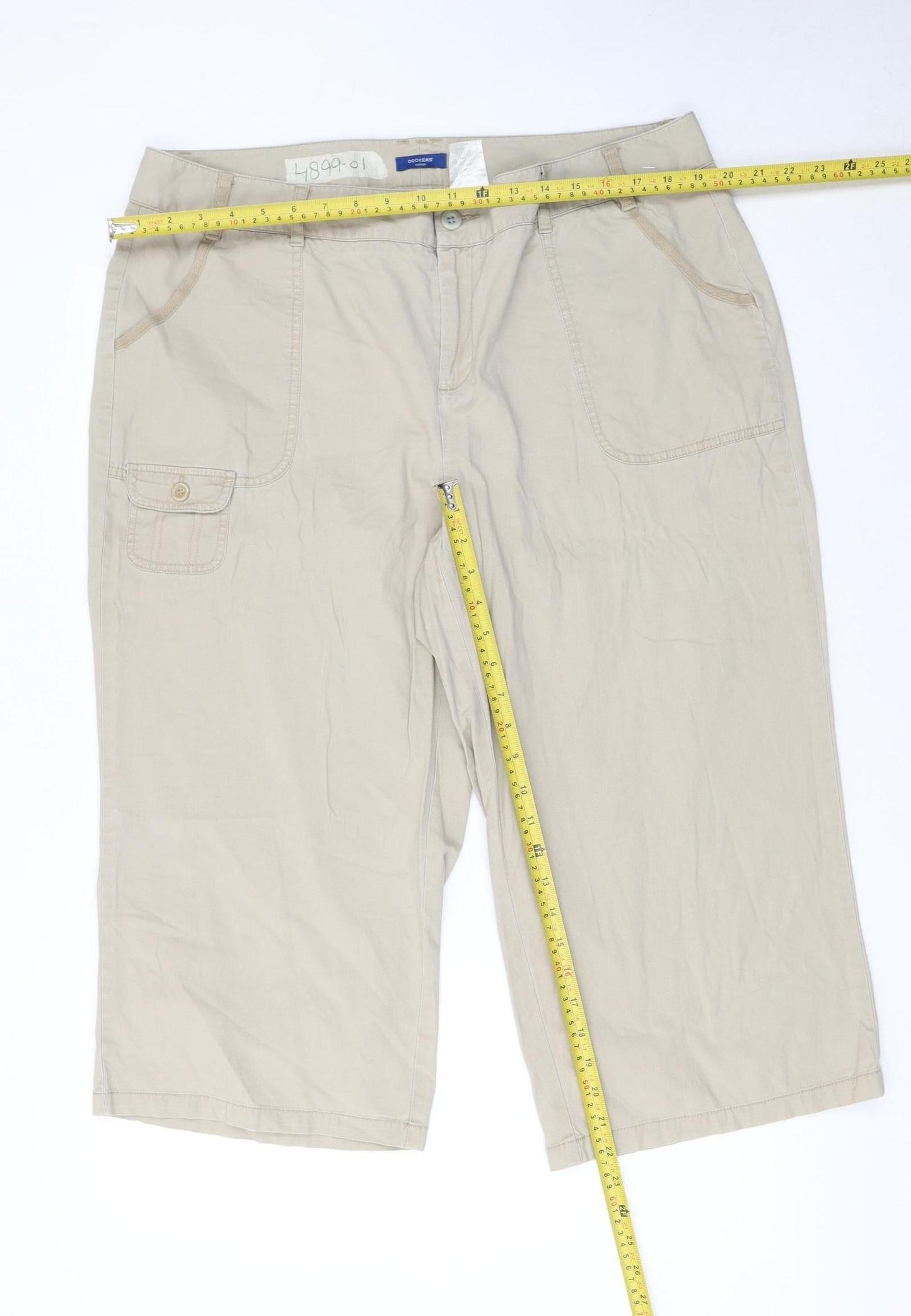 Dockers Women’s Beige Cargo Twill Capri Trousers Size 18 Plus
