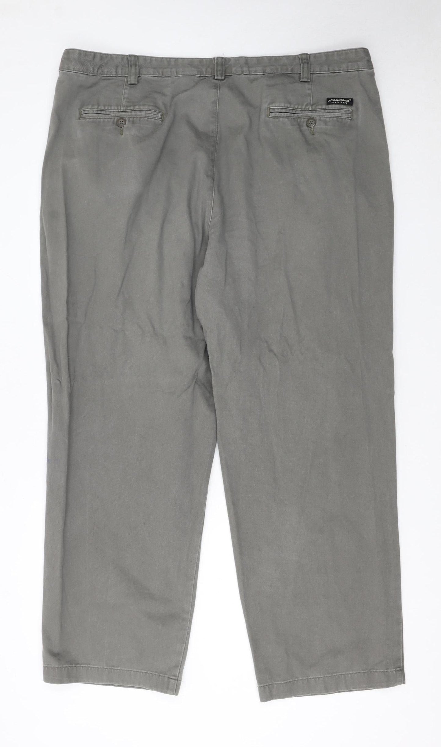 Eddie Bauer Men's Grey Cotton Pleated Chino Trousers 42x30
