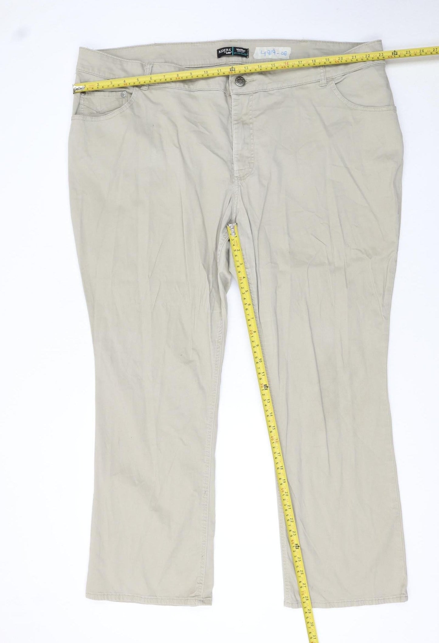 Lee Riders Women's Beige Mid Rise Bootcut Cotton Stretch Trousers 26W