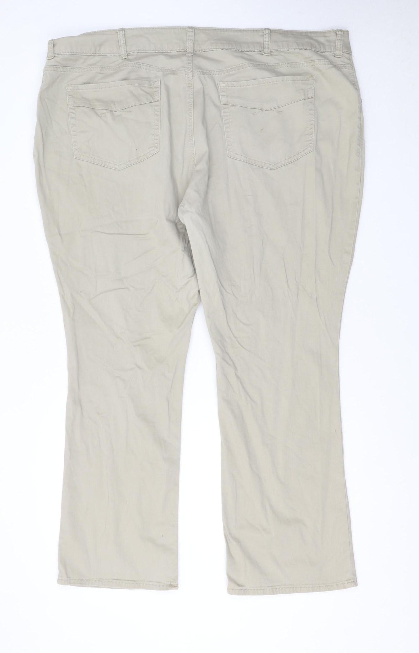 Lee Riders Women's Beige Mid Rise Bootcut Cotton Stretch Trousers 26W