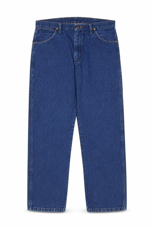 Wrangler Men's Blue Denim Straight Leg Jeans 35W 32L Regular Fit
