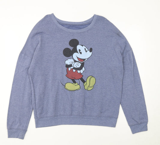 Disney Women Blue Mickey Graphic Pullover Sweatshirt XL