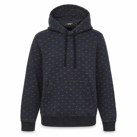 Nike Women Black Small Pullover Hoodie with Gold Logo Print