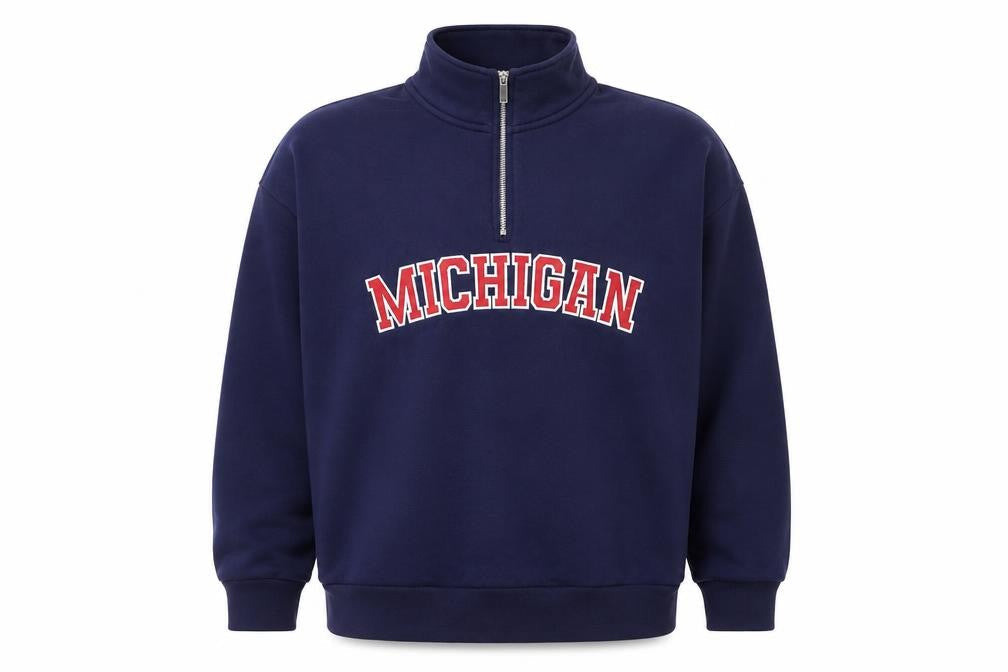 Dunnes Men's Blue Michigan Half Zip Sweatshirt XL