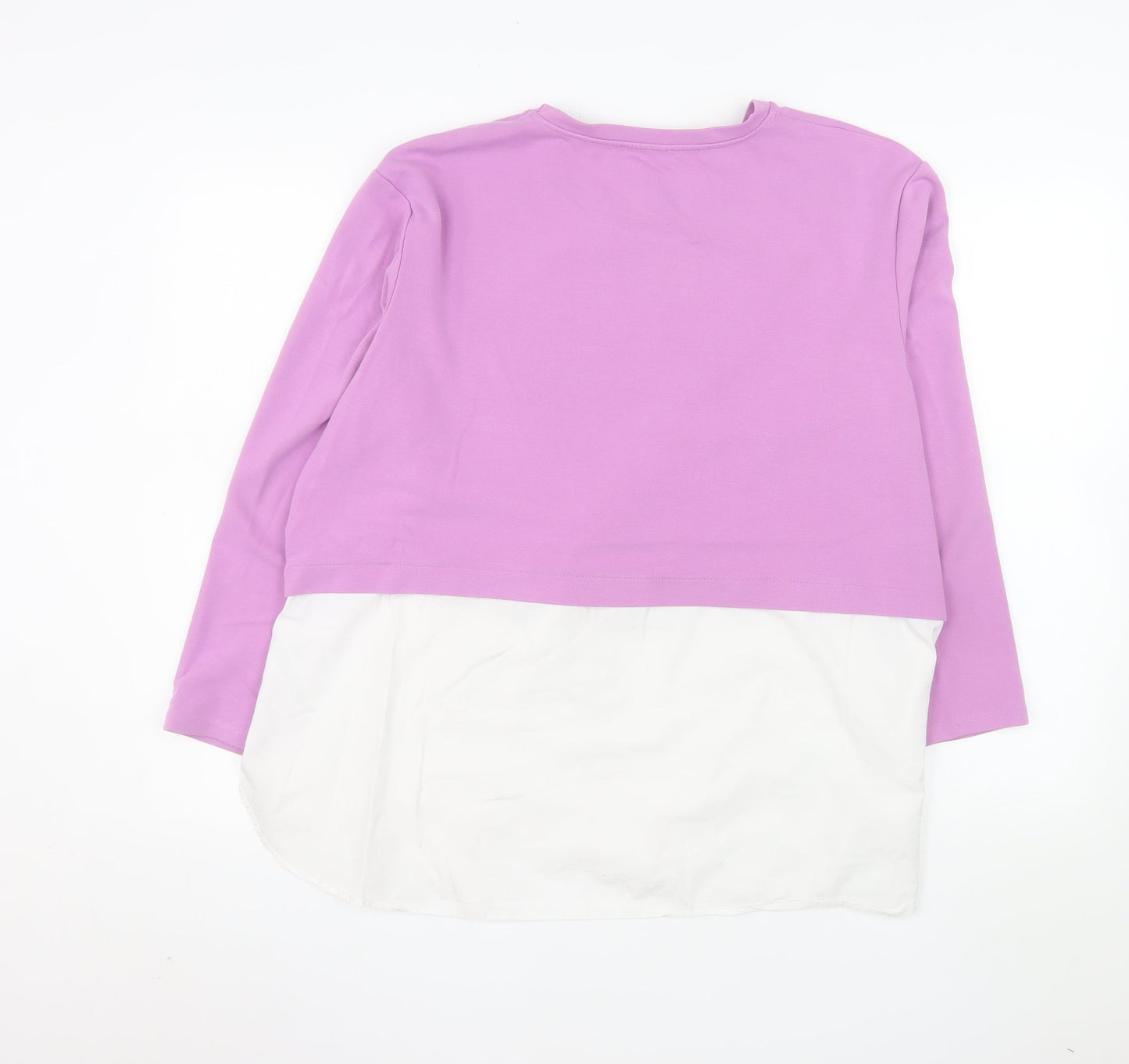 Gallery Women’s Lilac and White Long Sleeve Layered Blouse UK XL