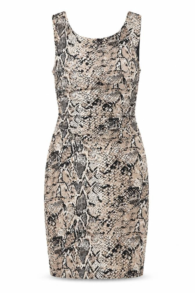 Wallis Women's Beige Animal Print Bodycon Dress Size 8 Sleeveless