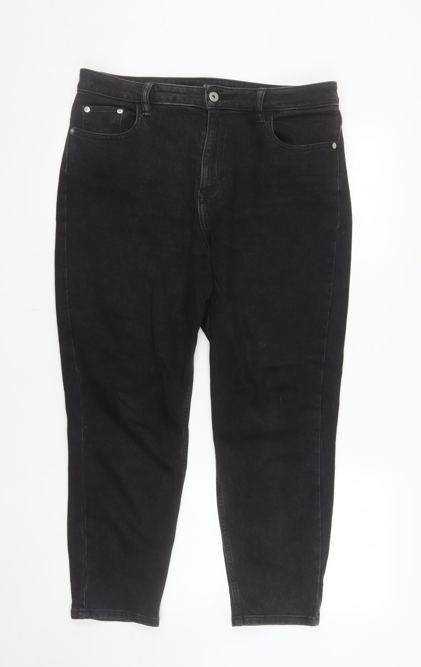 F&F Women’s Black Straight Jeans Size 12 Regular Fit Denim