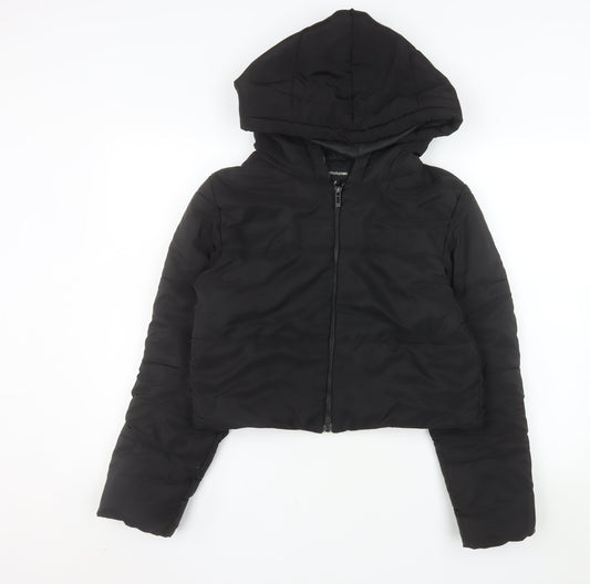 PrettyLittleThing Women’s Black Size 8 Cropped Hooded Puffer Jacket