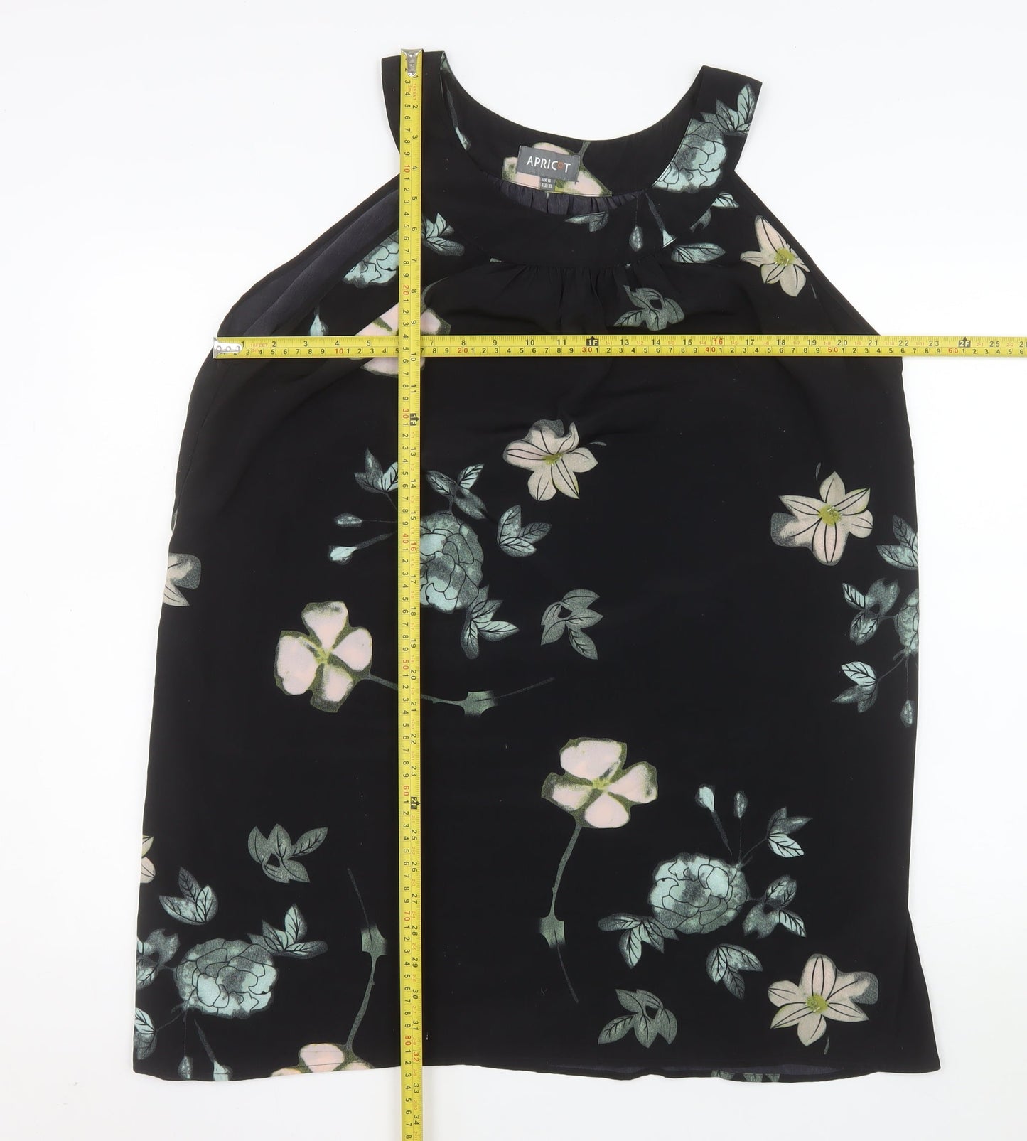 Apricot Women’s Black Floral Halter Shift Dress Size 16