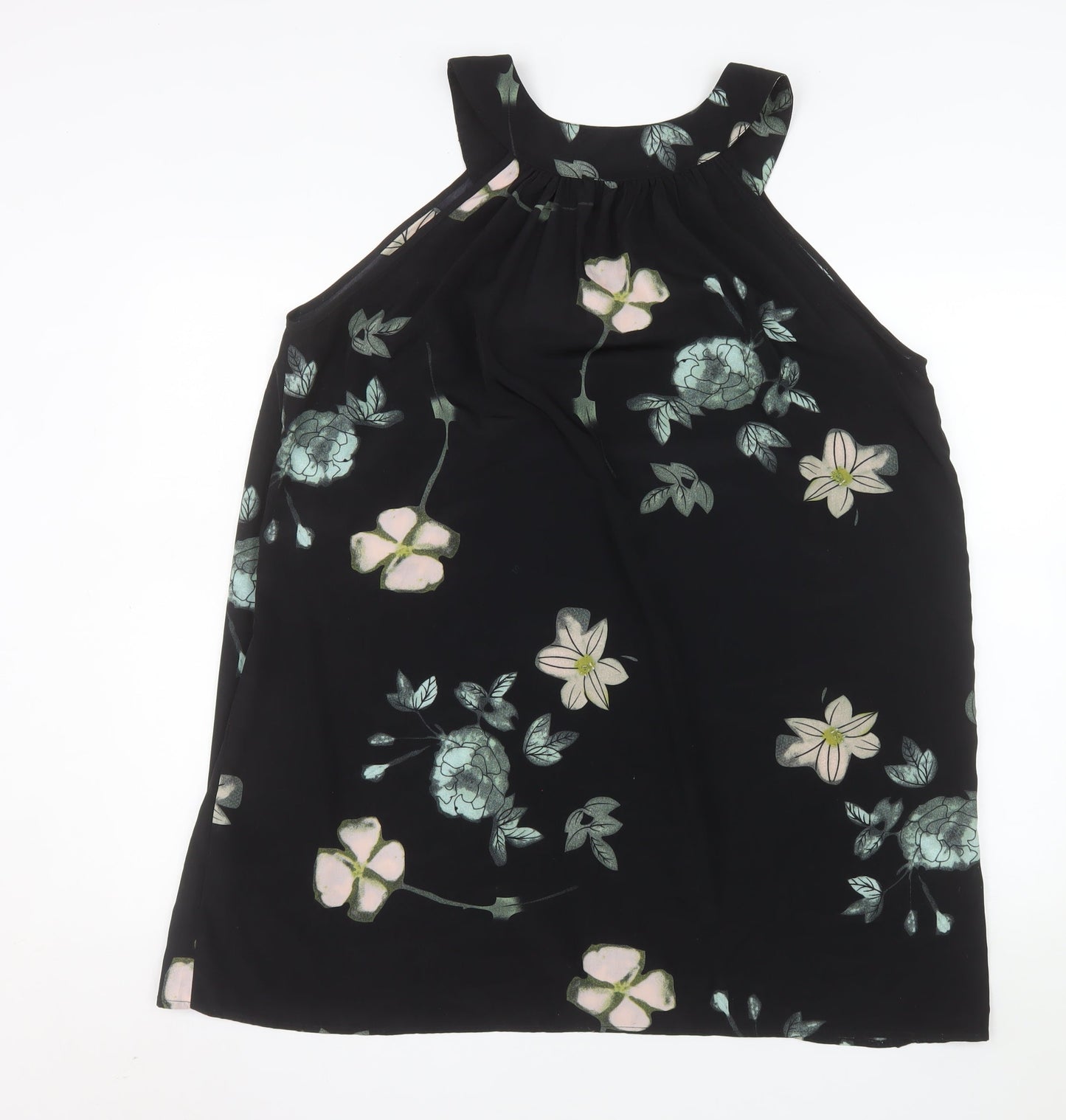Apricot Women’s Black Floral Halter Shift Dress Size 16