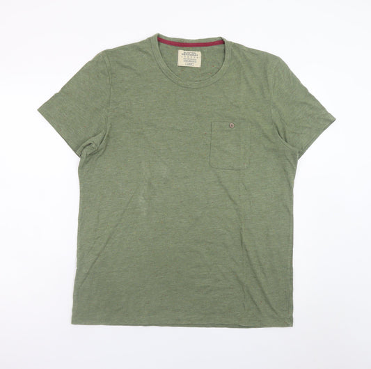 Burton Menswear London Men’s Green Crew Neck Cotton Blend T-Shirt Size L