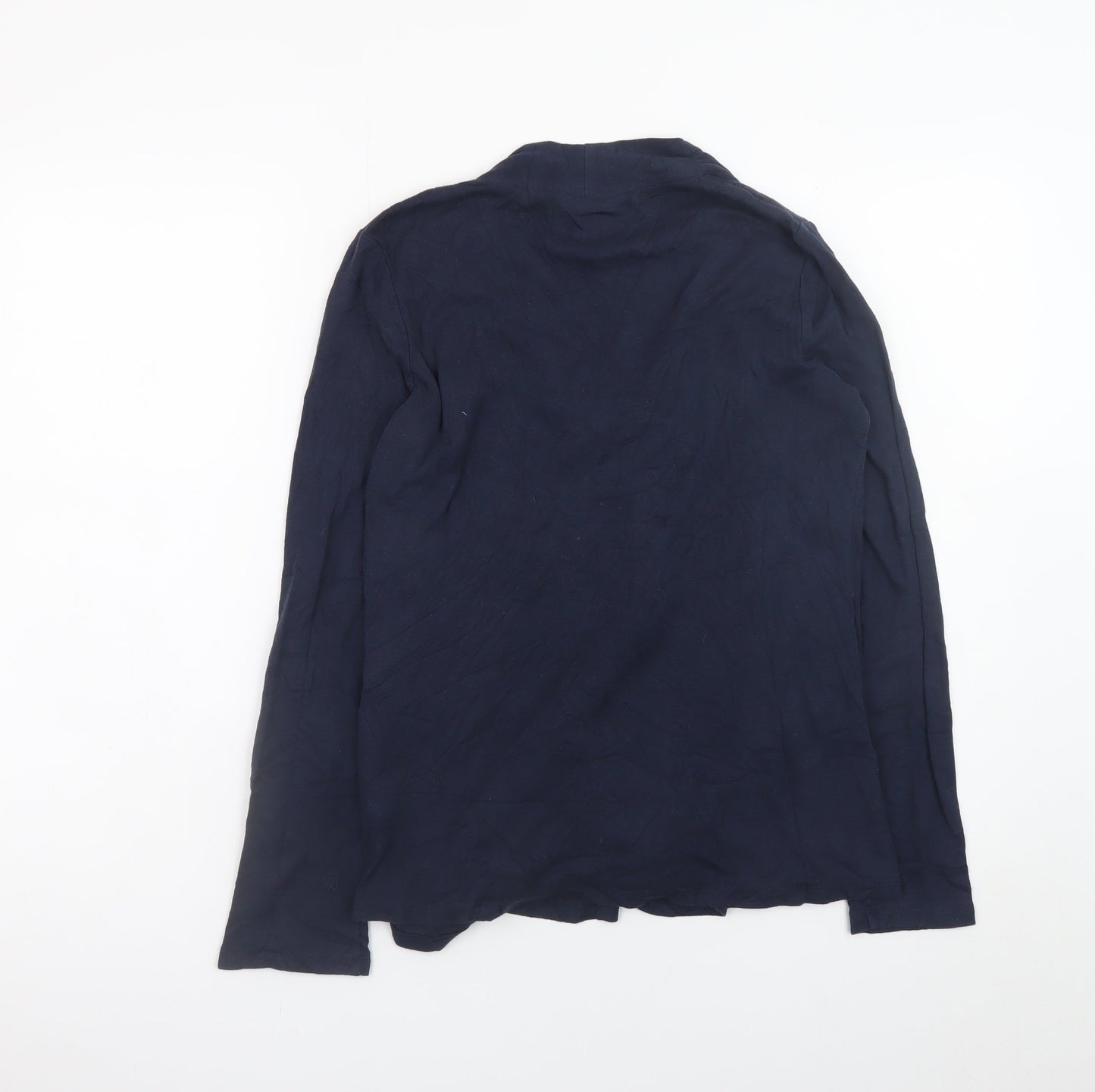 Marks and Spencer Women Blue Size 12 Cotton Blend Open Cardigan