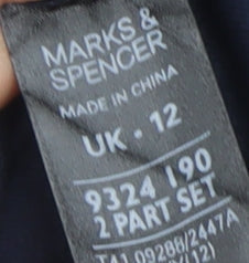 Marks and Spencer Women Blue Size 12 Cotton Blend Open Cardigan