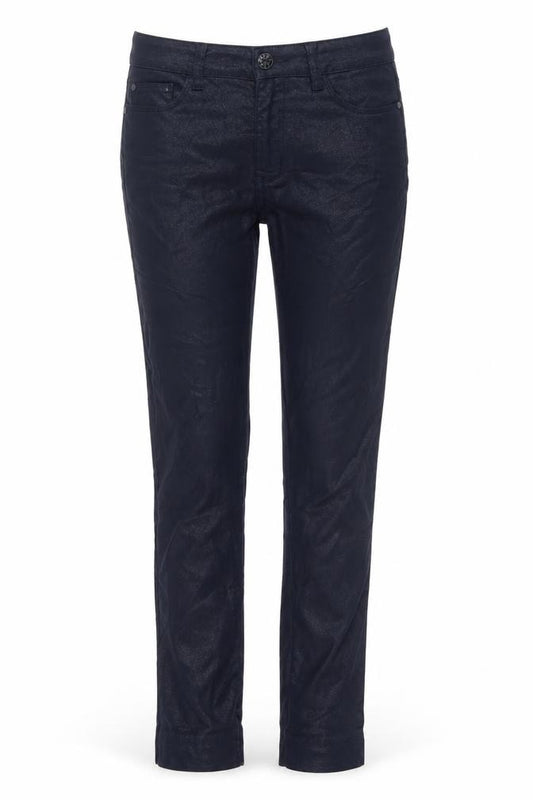 Soo Womens Navy Skinny Trousers Size 10 Shimmer Stretch Pants