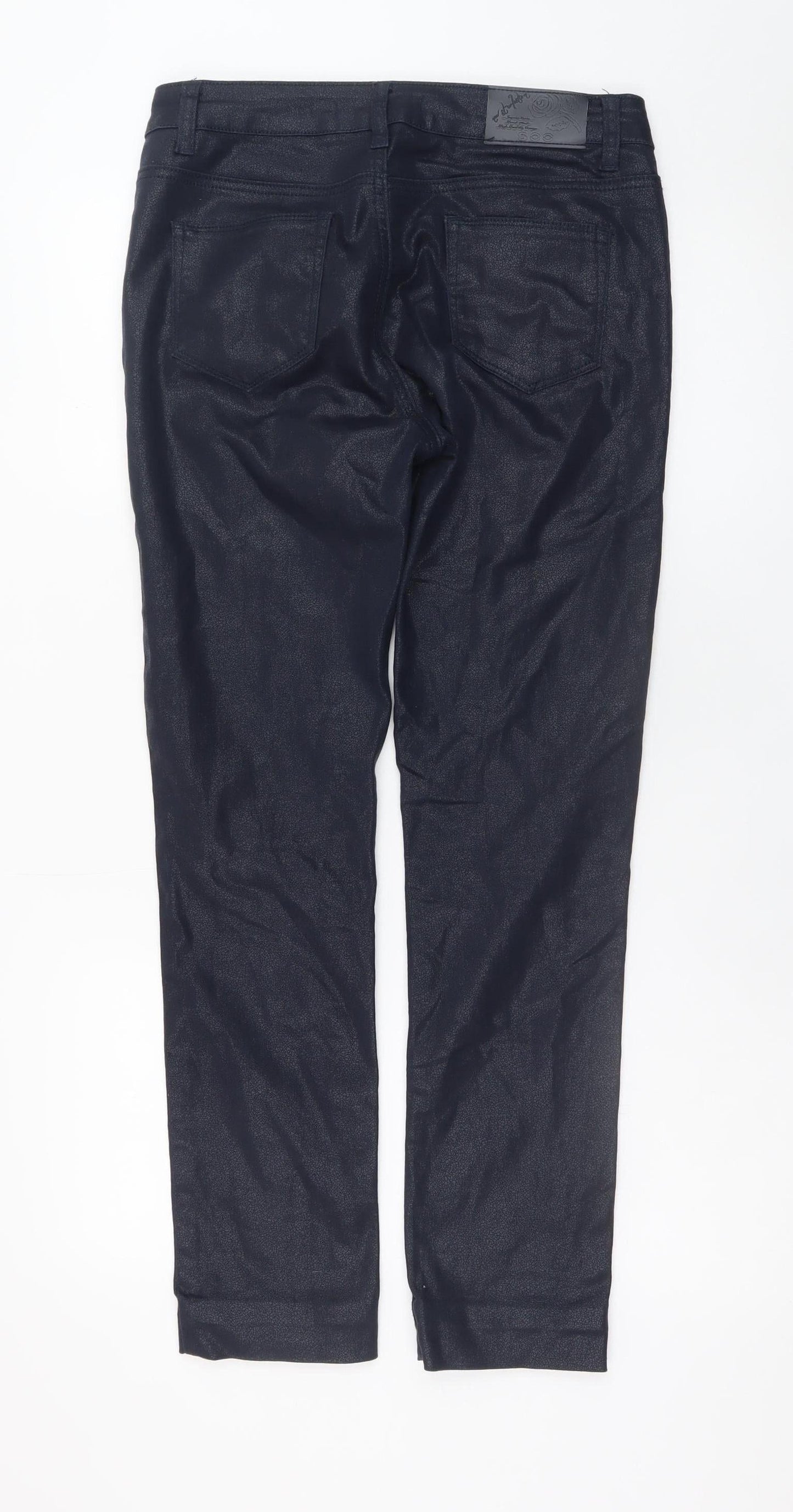Soo Womens Navy Skinny Trousers Size 10 Shimmer Stretch Pants