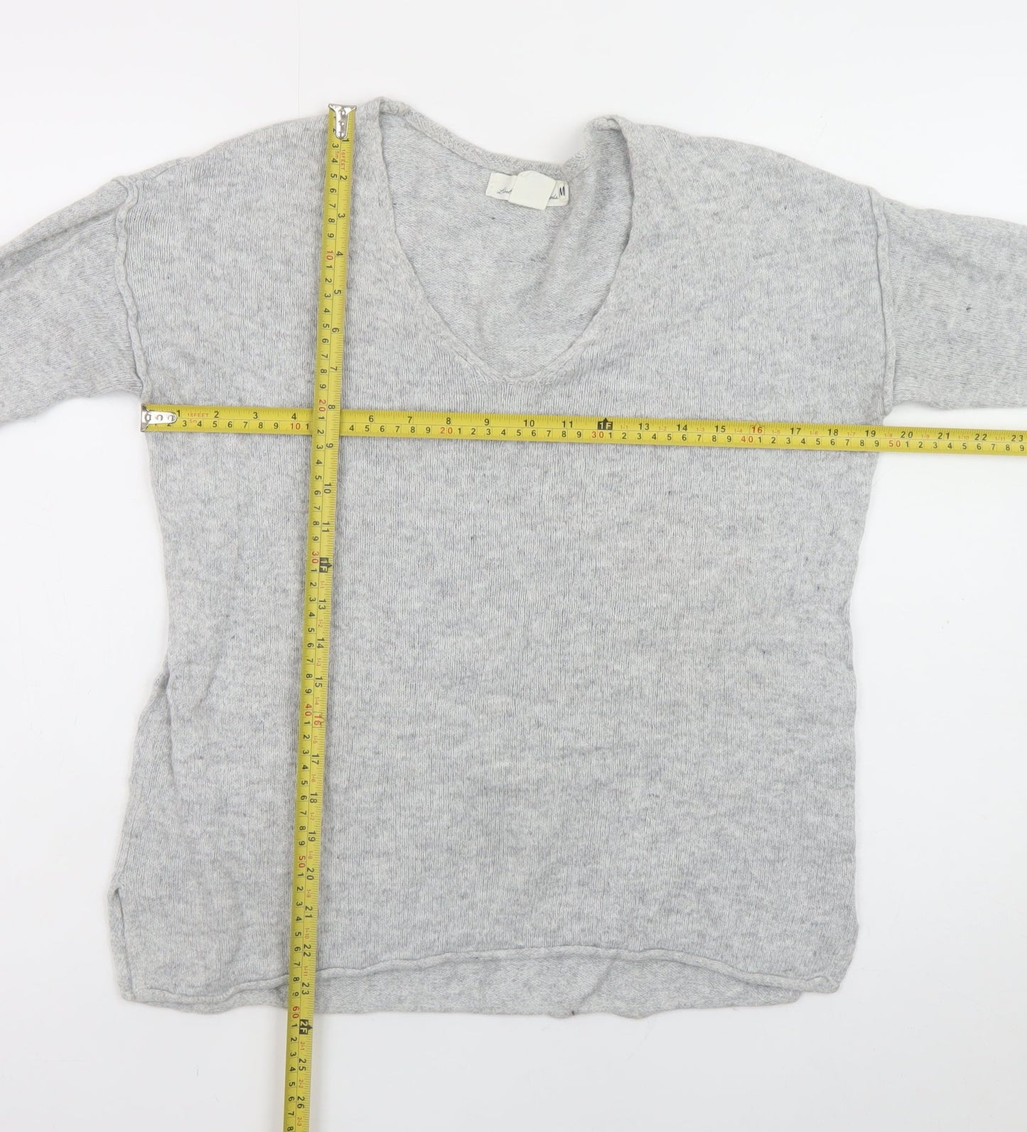 L.O.G.G. Women Grey V-Neck Long Sleeve Knit Pullover Jumper Size 8